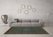 Machine Washable Abstract Turquoise Modern Area Rugs in a Living Room,, wshabs1320turq