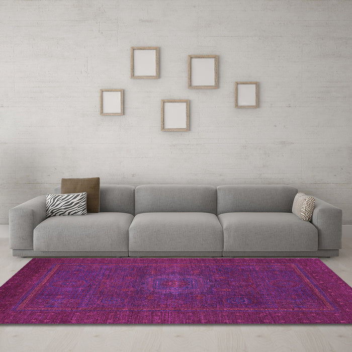 Machine Washable Abstract Purple Modern Area Rugs in a Living Room, wshabs1320pur