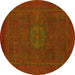 Round Abstract Yellow Modern Rug, abs1320yw