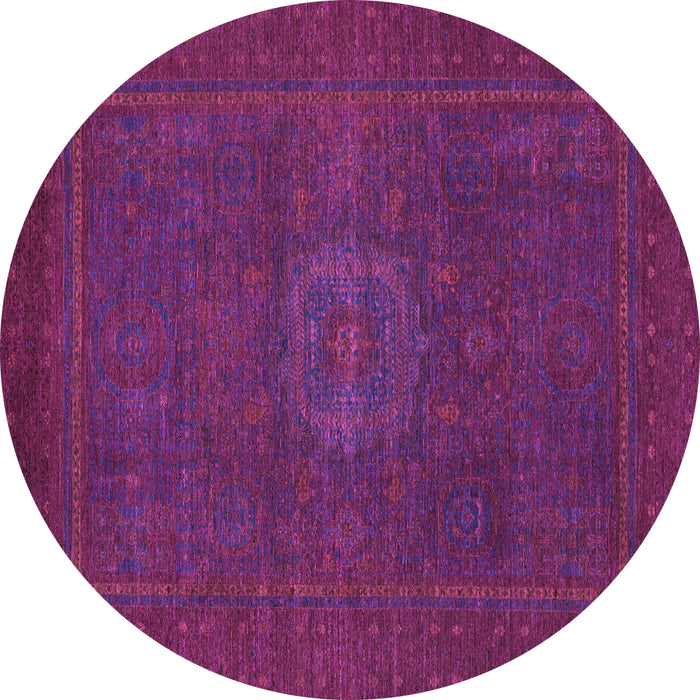 Round Machine Washable Abstract Purple Modern Area Rugs, wshabs1320pur