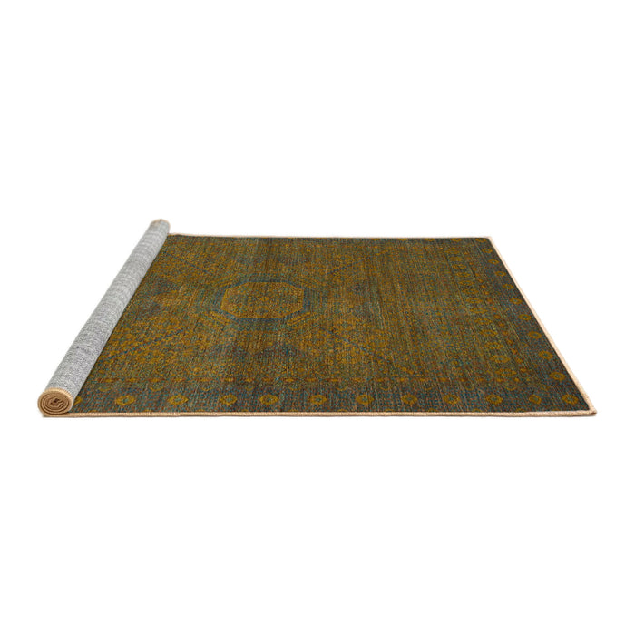 Sideview of Machine Washable Abstract Sepia Brown Rug, wshabs1321