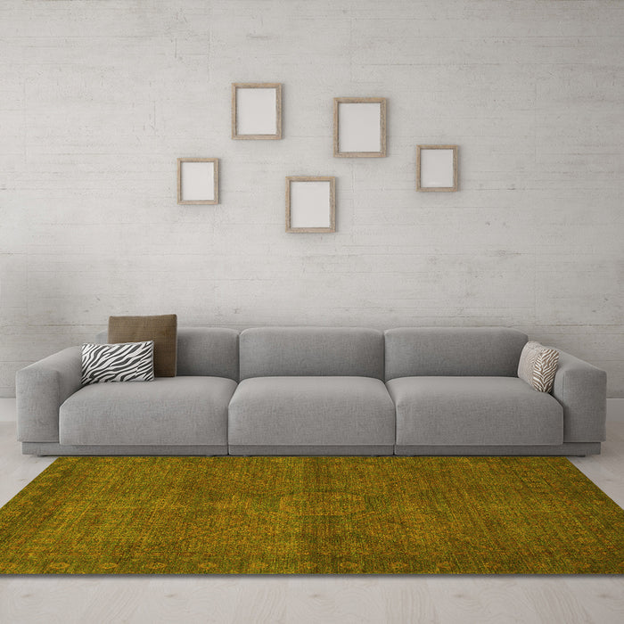Machine Washable Abstract Yellow Modern Rug in a Living Room, wshabs1321yw