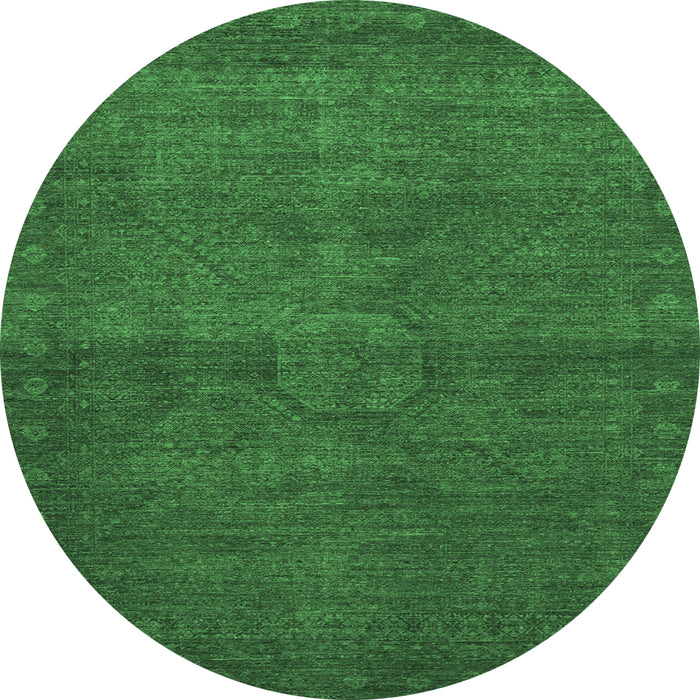 Round Abstract Emerald Green Modern Rug, abs1321emgrn