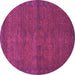 Round Machine Washable Abstract Pink Modern Rug, wshabs1321pnk