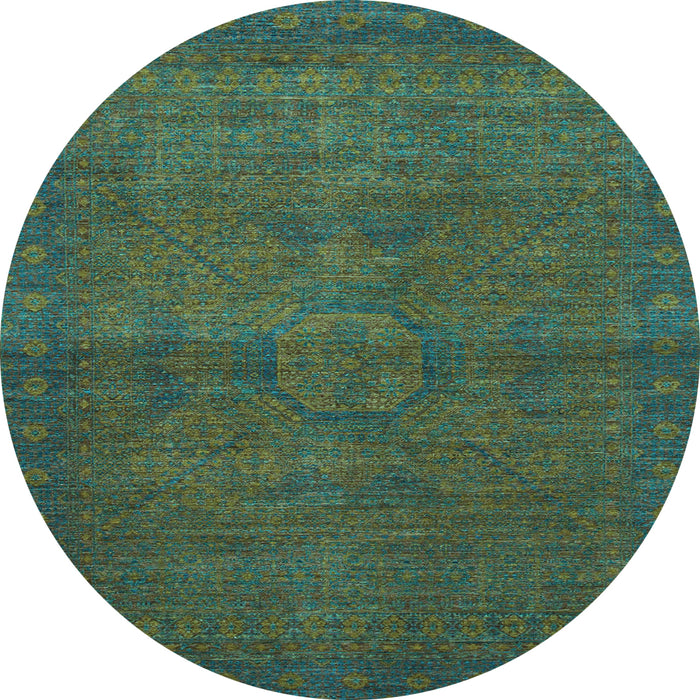 Round Abstract Light Blue Modern Rug, abs1321lblu