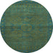 Round Abstract Light Blue Modern Rug, abs1321lblu