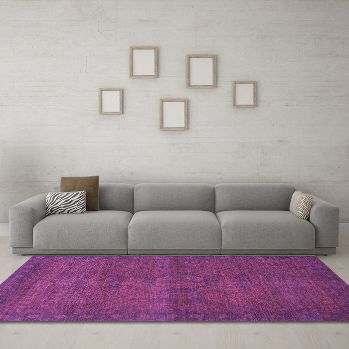 Machine Washable Abstract Purple Modern Area Rugs in a Living Room, wshabs1321pur