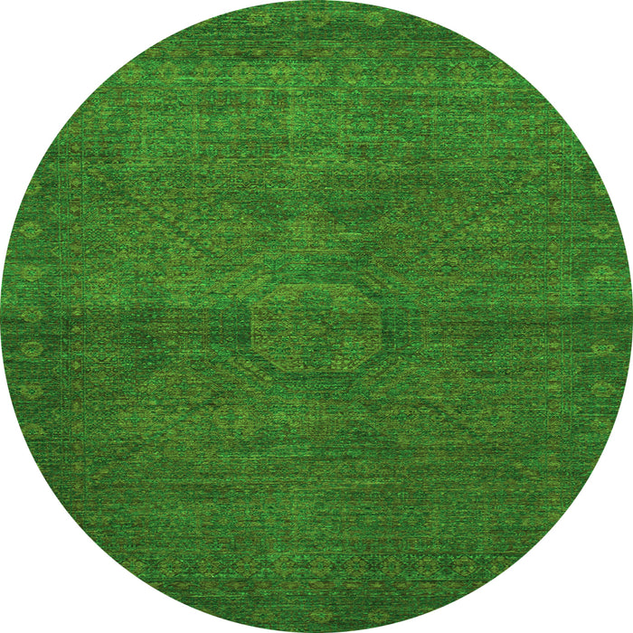 Round Abstract Green Modern Rug, abs1321grn