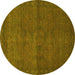 Round Abstract Yellow Modern Rug, abs1321yw