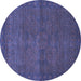 Round Abstract Blue Modern Rug, abs1321blu