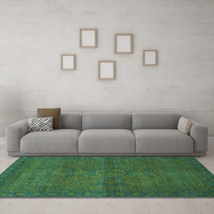 Machine Washable Abstract Turquoise Modern Area Rugs in a Living Room,, wshabs1321turq