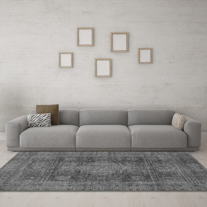Machine Washable Abstract Gray Modern Rug in a Living Room,, wshabs1322gry