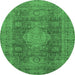 Round Abstract Emerald Green Modern Rug, abs1322emgrn