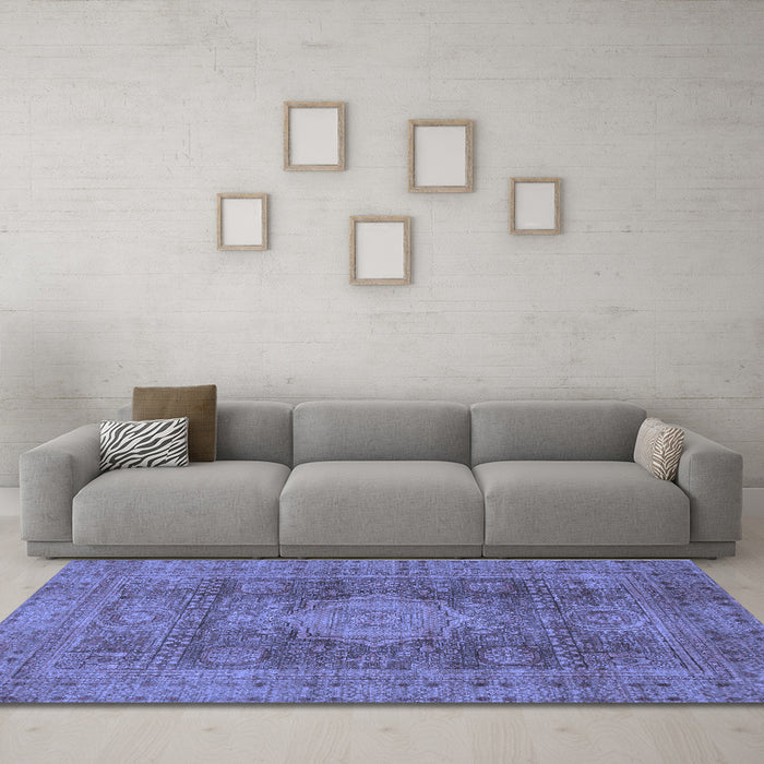 Machine Washable Abstract Blue Modern Rug in a Living Room, wshabs1322blu