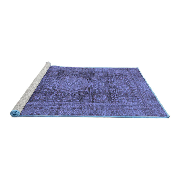Sideview of Machine Washable Abstract Blue Modern Rug, wshabs1322blu