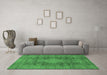 Machine Washable Abstract Emerald Green Modern Area Rugs in a Living Room,, wshabs1322emgrn