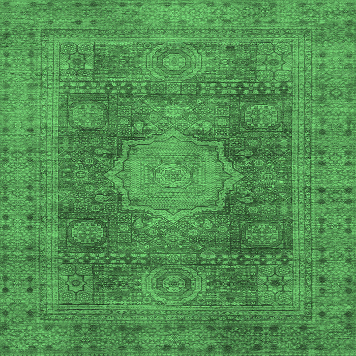Square Machine Washable Abstract Emerald Green Modern Area Rugs, wshabs1322emgrn