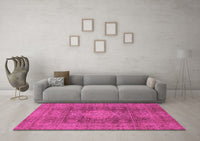 Machine Washable Abstract Pink Modern Rug, wshabs1322pnk