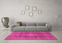 Machine Washable Abstract Pink Modern Rug in a Living Room, wshabs1322pnk