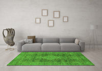 Machine Washable Abstract Green Modern Rug, wshabs1322grn