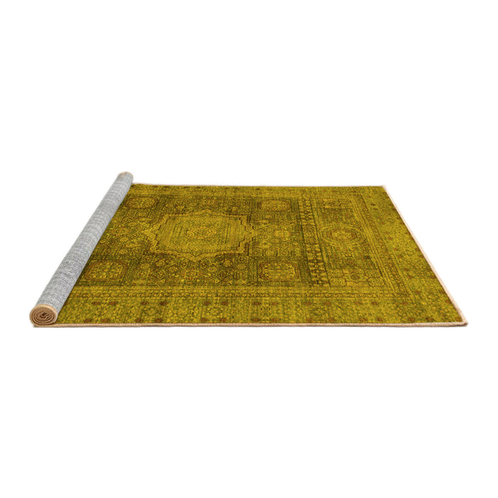 Sideview of Machine Washable Abstract Yellow Modern Rug, wshabs1322yw