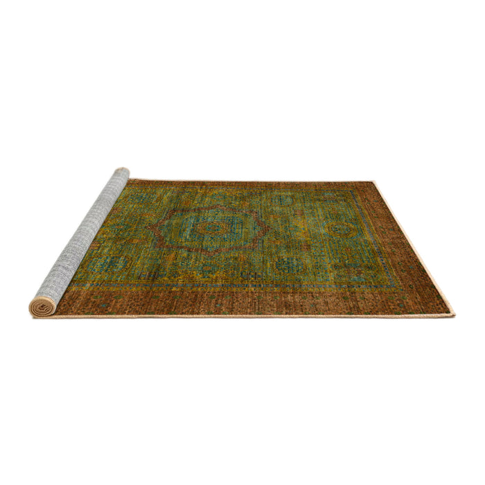 Sideview of Machine Washable Abstract Saddle Brown Rug, wshabs1323