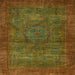 Square Abstract Saddle Brown Modern Rug, abs1323