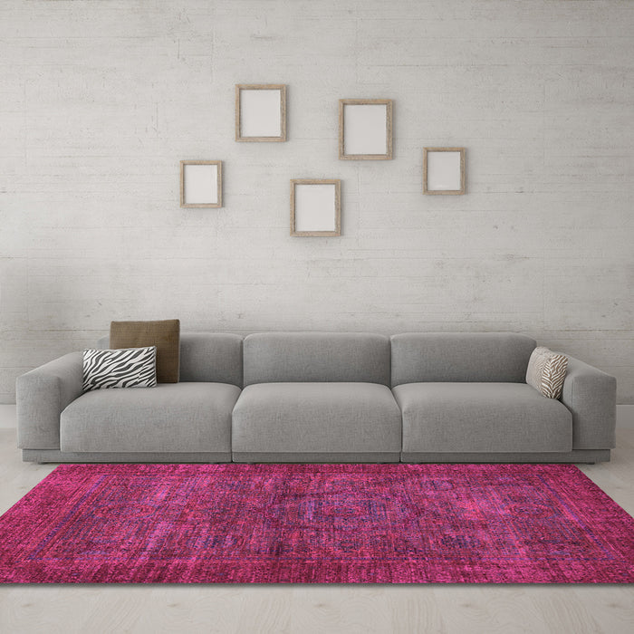 Machine Washable Abstract Pink Modern Rug in a Living Room, wshabs1323pnk