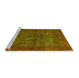 Sideview of Machine Washable Abstract Yellow Modern Rug, wshabs1323yw