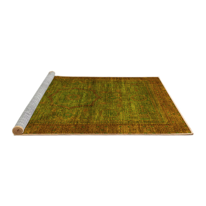 Sideview of Machine Washable Abstract Yellow Modern Rug, wshabs1323yw