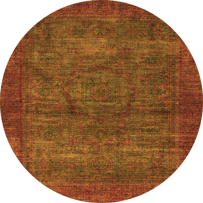 Round Abstract Orange Modern Rug, abs1323org