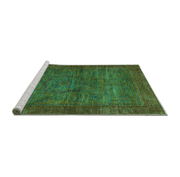 Sideview of Machine Washable Abstract Turquoise Modern Area Rugs, wshabs1323turq