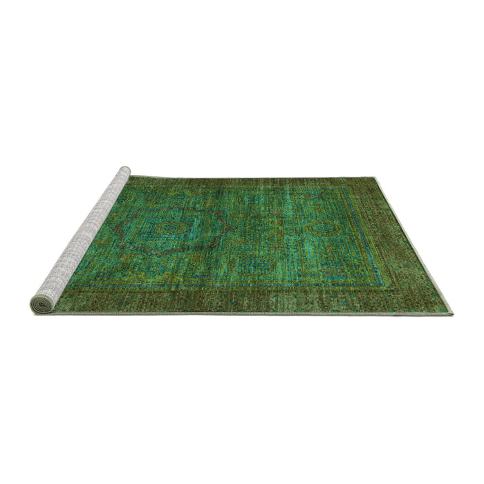Sideview of Machine Washable Abstract Turquoise Modern Area Rugs, wshabs1323turq
