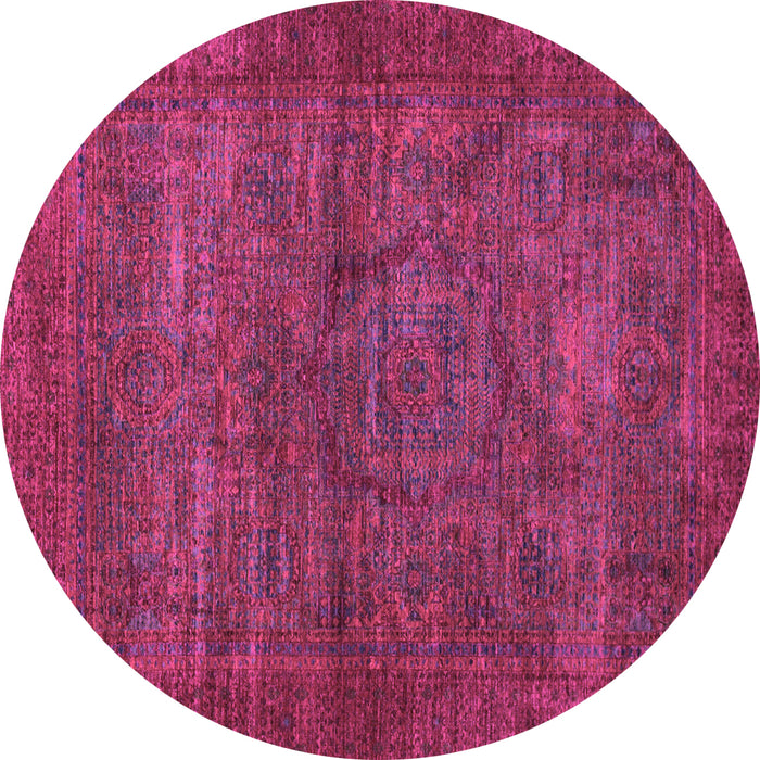 Round Abstract Pink Modern Rug, abs1323pnk