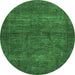 Round Abstract Emerald Green Modern Rug, abs1323emgrn