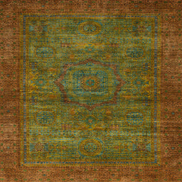 Square Machine Washable Abstract Saddle Brown Rug, wshabs1323