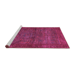 Sideview of Machine Washable Abstract Pink Modern Rug, wshabs1323pnk