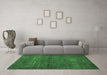 Machine Washable Abstract Emerald Green Modern Area Rugs in a Living Room,, wshabs1323emgrn