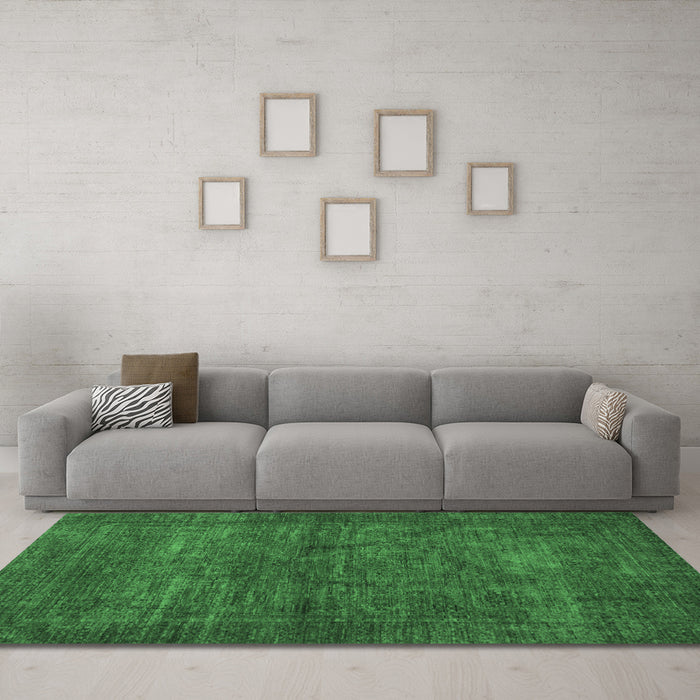 Machine Washable Abstract Emerald Green Modern Area Rugs in a Living Room,, wshabs1323emgrn