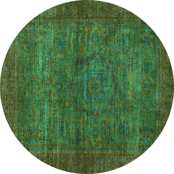 Round Abstract Turquoise Modern Rug, abs1323turq