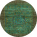 Round Abstract Light Blue Modern Rug, abs1323lblu