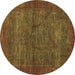 Round Abstract Brown Modern Rug, abs1323brn