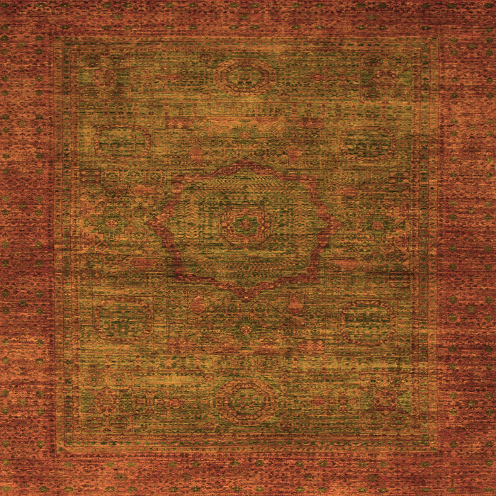 Square Machine Washable Abstract Orange Modern Area Rugs, wshabs1323org