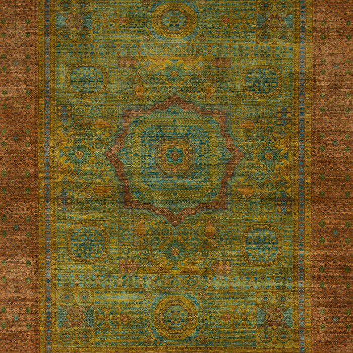 Machine Washable Abstract Saddle Brown Rug, wshabs1323