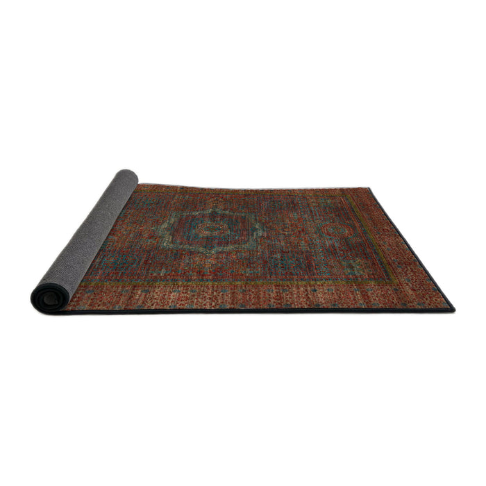 Sideview of Abstract Saffron Red Modern Rug, abs1324