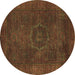 Round Abstract Brown Modern Rug, abs1324brn