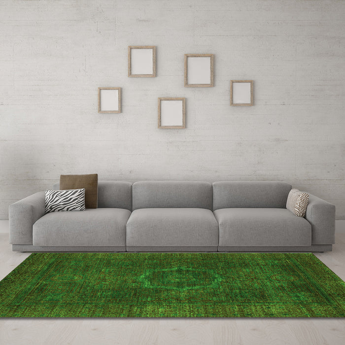 Machine Washable Abstract Green Modern Area Rugs in a Living Room,, wshabs1324grn