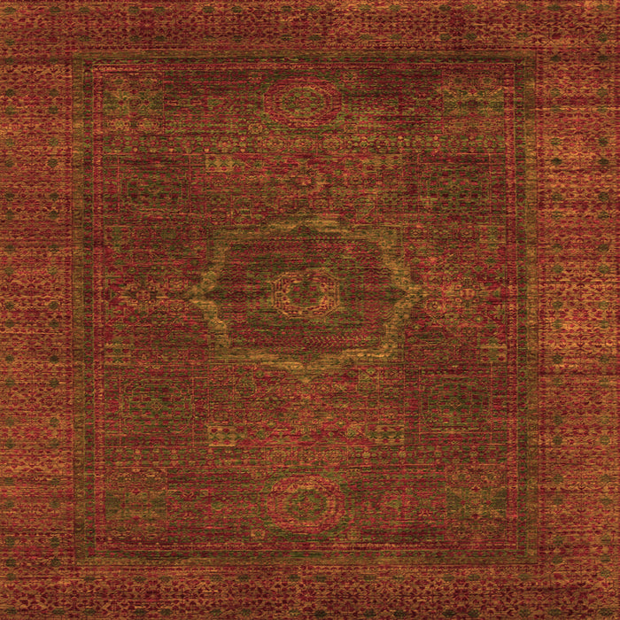 Square Machine Washable Abstract Orange Modern Area Rugs, wshabs1324org