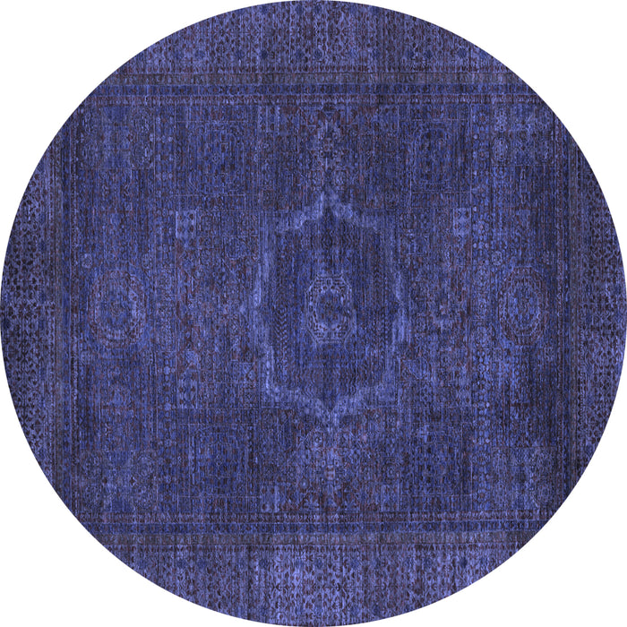Round Abstract Blue Modern Rug, abs1324blu