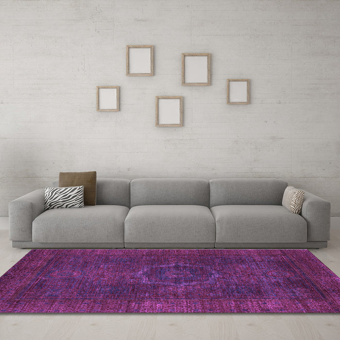 Machine Washable Abstract Purple Modern Area Rugs in a Living Room, wshabs1324pur